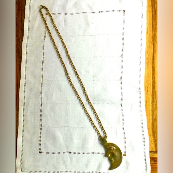 Daniel Harris Aka ZEV Double Sided Crescent Moon Face Necklace - Pendant w Chain - Picture 7 of 7